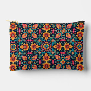 Pochette À Accessoires Motif floral bohème coloré Élégante symétrie