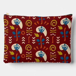 Pochette À Accessoires Motif floral boho d'été ethnique rouge