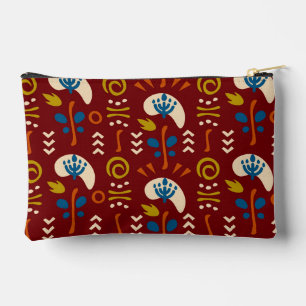 Pochette À Accessoires Motif floral boho d'été ethnique rouge