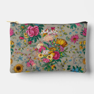 Pochette À Accessoires Motif floral complexe personnalisé Imprimé coupé s