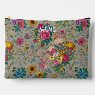 Pochette À Accessoires Motif floral complexe personnalisé Imprimé coupé s