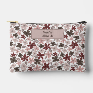 Pochette À Accessoires Motif floral couleurs d'automne texte et nom