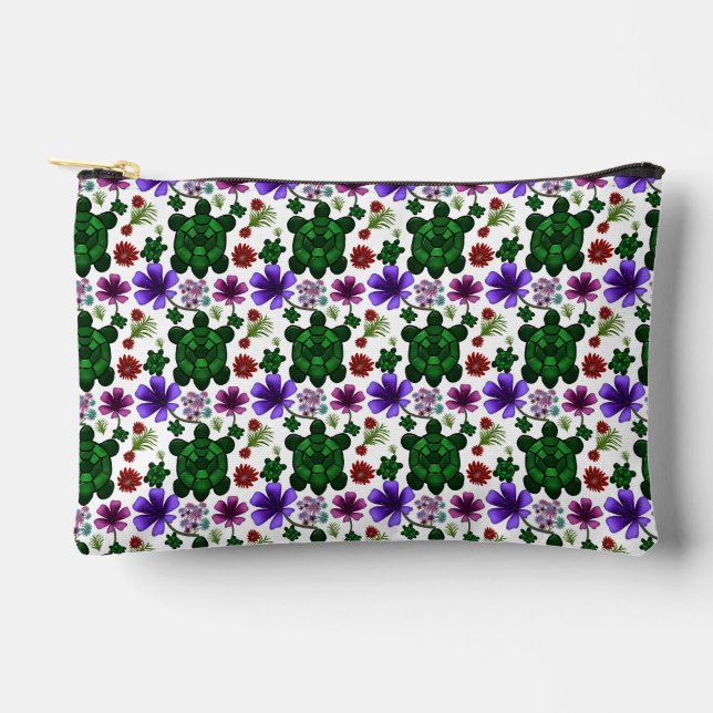 Pochette À Accessoires Motif floral de tortues  (Recto)
