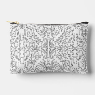 Pochette À Accessoires Motif floral gris minimaliste