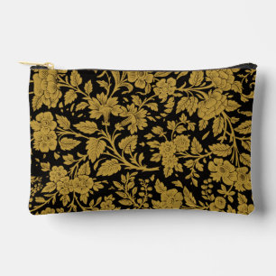 Pochette À Accessoires Motif floral indien en laque noire et or antique