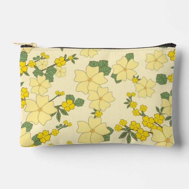 Pochette À Accessoires Motif floral jaune de printemps (Recto)