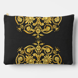 Pochette À Accessoires Motif floral or et noir