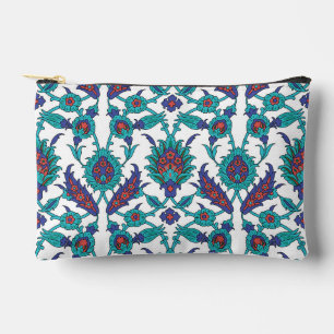 Pochette À Accessoires Motif floral oriental bleu sarcelle rouge blanc