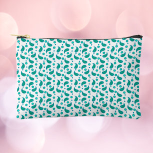 Pochette À Accessoires Motif floral paisley sarcelle • Moderne Bohème