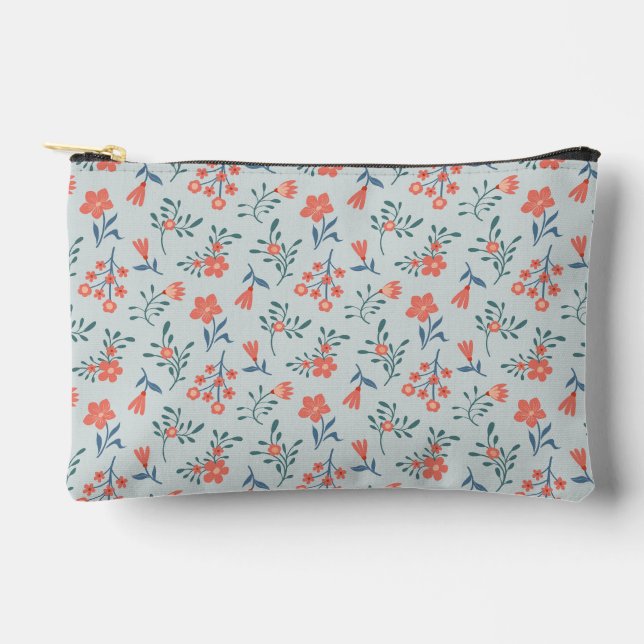 Pochette À Accessoires Motif floral Prairie de corail (Recto)