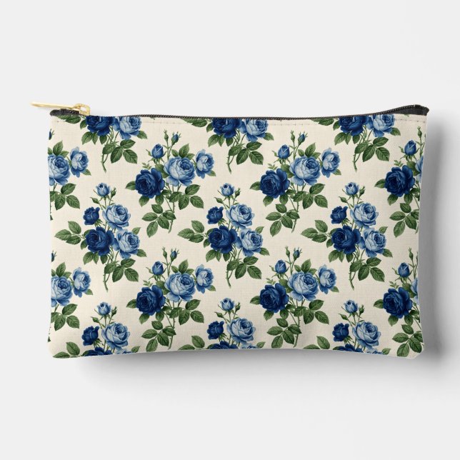 Pochette À Accessoires Motif floral Rose Bleue (Recto)