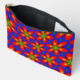 Pochette À Accessoires Motif Floral Rouge mou