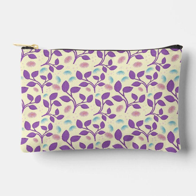 Pochette À Accessoires Motif floral violet foncé | Esthétique sans coutur (Recto)