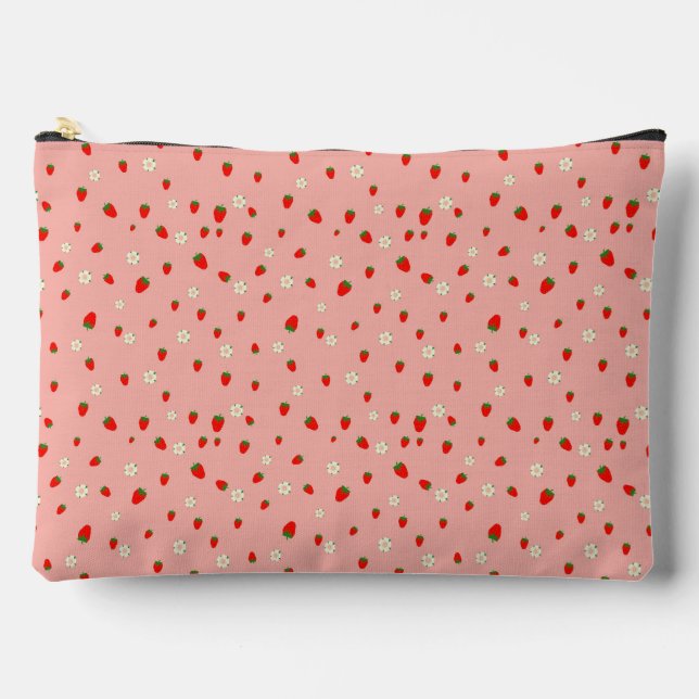 Pochette À Accessoires Motif Fraises et Fleurs (Recto)
