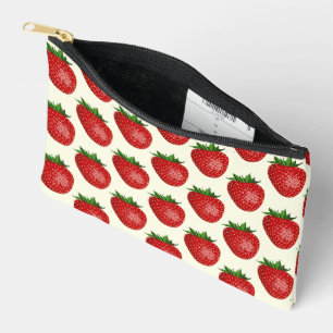 Pochette À Accessoires Motif fraises, fraises rouges, fruits, feuilles