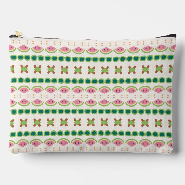 Pochette À Accessoires Motif géométrique à rayures inspiré de la pastèque (Recto)