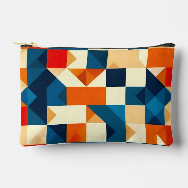 Pochette À Accessoires Motif Géométrique Abstrait (Recto)