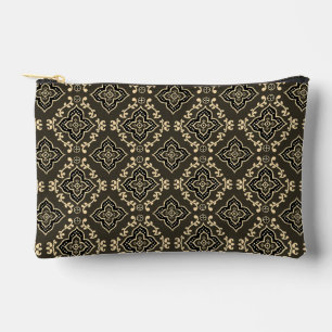 Pochette À Accessoires Motif géométrique doré et marron / Impression indi