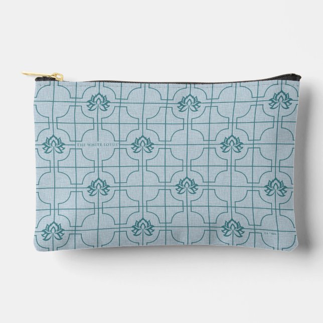 Pochette À Accessoires Motif géométrique Lotus Grid - Le Lotus Blanc (Recto)