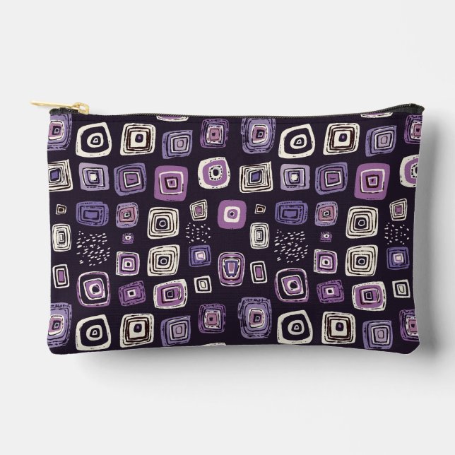 Pochette À Accessoires Motif géométrique rétro violet (Recto)