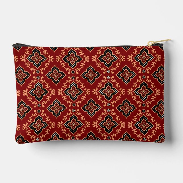 Pochette À Accessoires Motif géométrique rouge / Impression indienne (Verso)