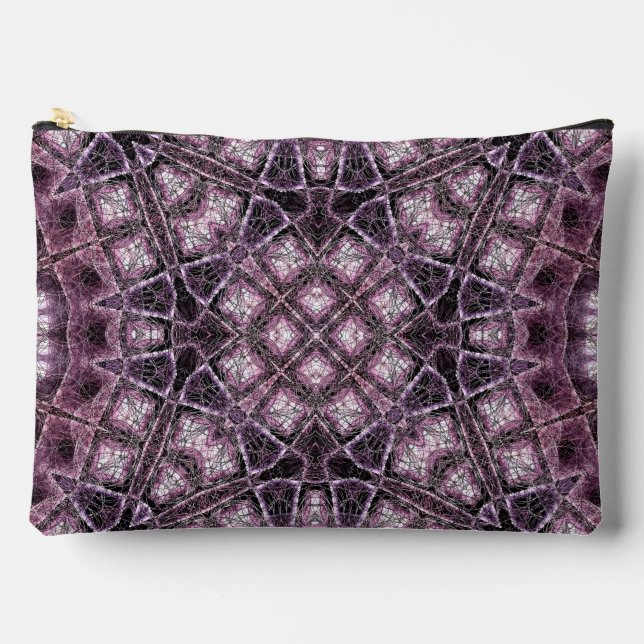 Pochette À Accessoires Motif géométrique violet avec symétrie complexe (Recto)