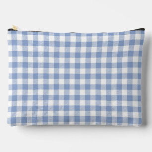 Pochette À Accessoires Motif Gingham Bleu Clair Imprimé Carreaux Classiqu