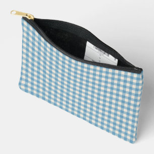 Pochette À Accessoires Motif Gingham Bleu Et Blanc