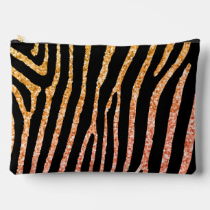 Pochette À Accessoires Motif Glittery Gold Zebra Stripes