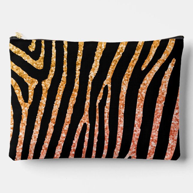 Pochette À Accessoires Motif Glittery Gold Zebra Stripes (Recto)