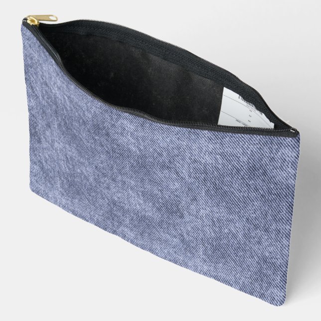 Pochette À Accessoires Motif Grayish Blue Denim (Ouvrir)