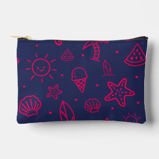 Pochette À Accessoires Motif Gribouillis Rose Minuit