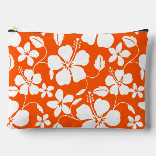 POCHETTE À ACCESSOIRES MOTIF HAWAIIAN HULA (HIBISCUS) EN ORANGE