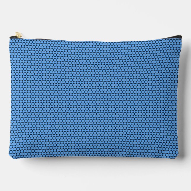 Pochette À Accessoires Motif hexagonal bleu noir grand (Recto)
