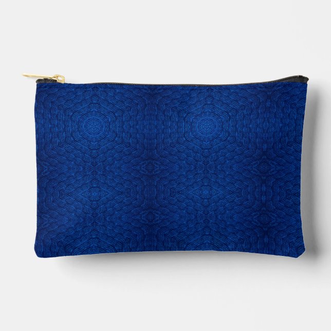 Pochette À Accessoires Motif hexagonal texturé bleu marine (Recto)