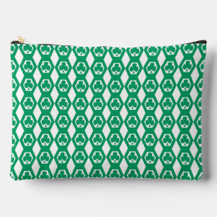 Pochette À Accessoires Motif Hexagone Blanc Vert Trèfle Grand