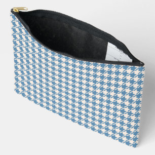 Pochette À Accessoires Motif Houndstooth Blue+Cream