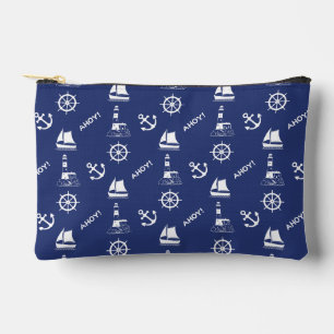 Pochette À Accessoires Motif illustratif de voile blanc+bleu marine