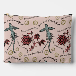 Pochette À Accessoires Motif Inspirationnel Oiseau Floral
