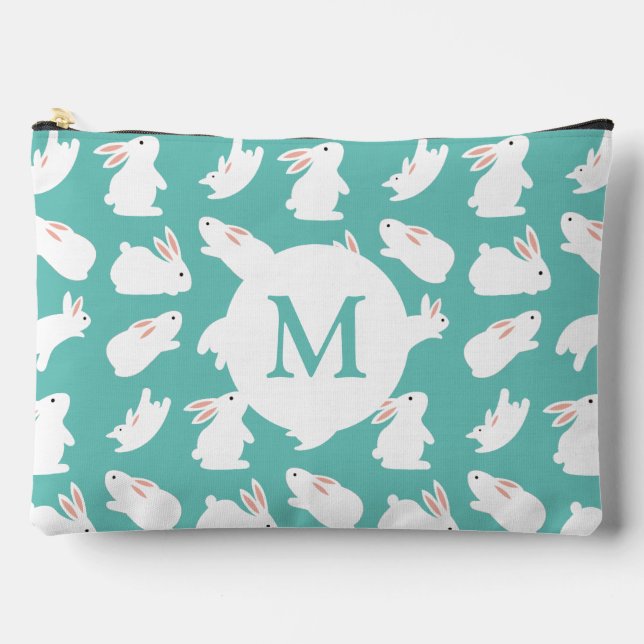 Pochette À Accessoires Motif lapin mou sur Monogramme Turquoise (Recto)