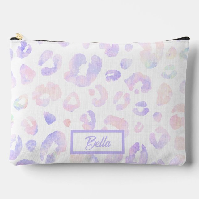 Pochette À Accessoires Motif léopard blanc métallique (Recto)