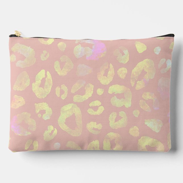 Pochette À Accessoires Motif léopard rose métallique (Recto)