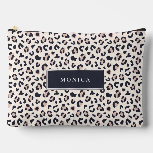 Pochette À Accessoires Motif Leopard rose nom personnalisé Imprimer Coupe (Recto)