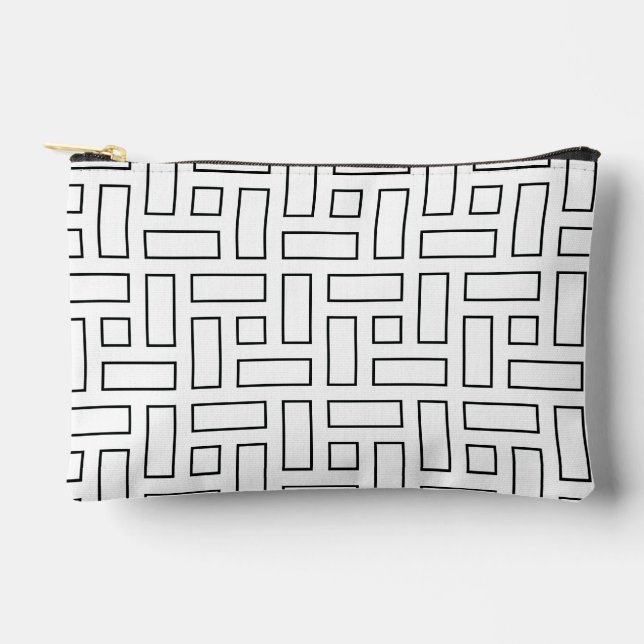Pochette À Accessoires Motif linéaire noir et blanc - blanc (Recto)