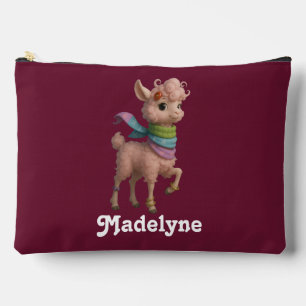 Pochette À Accessoires Motif Llama rose perzonalisé