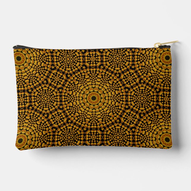 Pochette À Accessoires Motif moderne Elegant Gold & Black Dot Art (Verso)