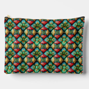 Pochette À Accessoires Motif mosaïque géométrique africain coloré