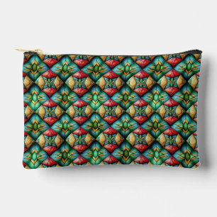 Pochette À Accessoires Motif mosaïque géométrique africain coloré