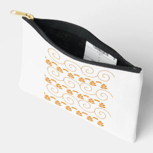 Pochette À Accessoires motif orange et blanc avec des tourbillons