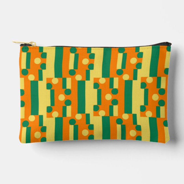 Pochette À Accessoires Motif orange et vert Abstrait avec points (Recto)